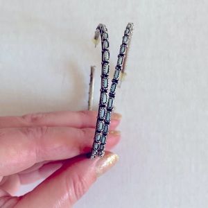 Free people silver color and turquoise hoop earrings